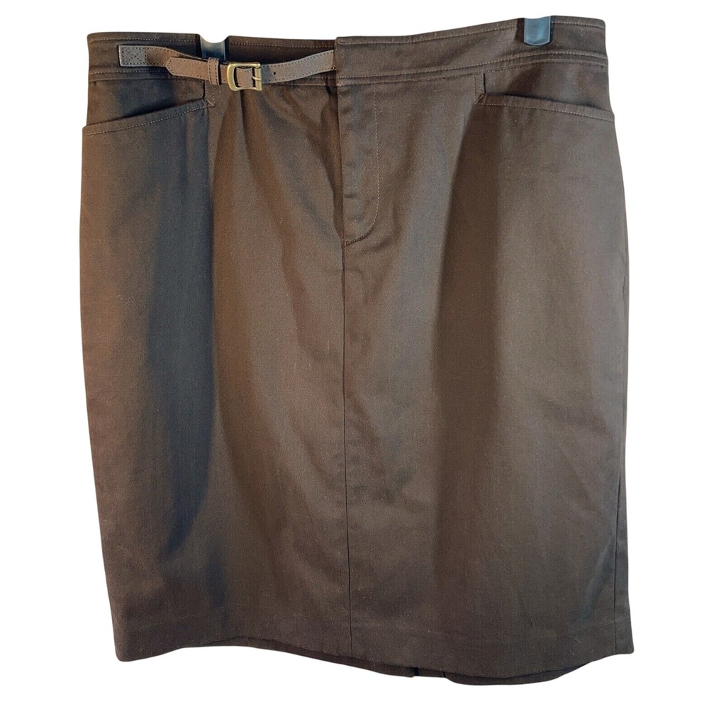Lauren Ralph Lauren Brown Buckle Detail Pencil Skirt Women 12